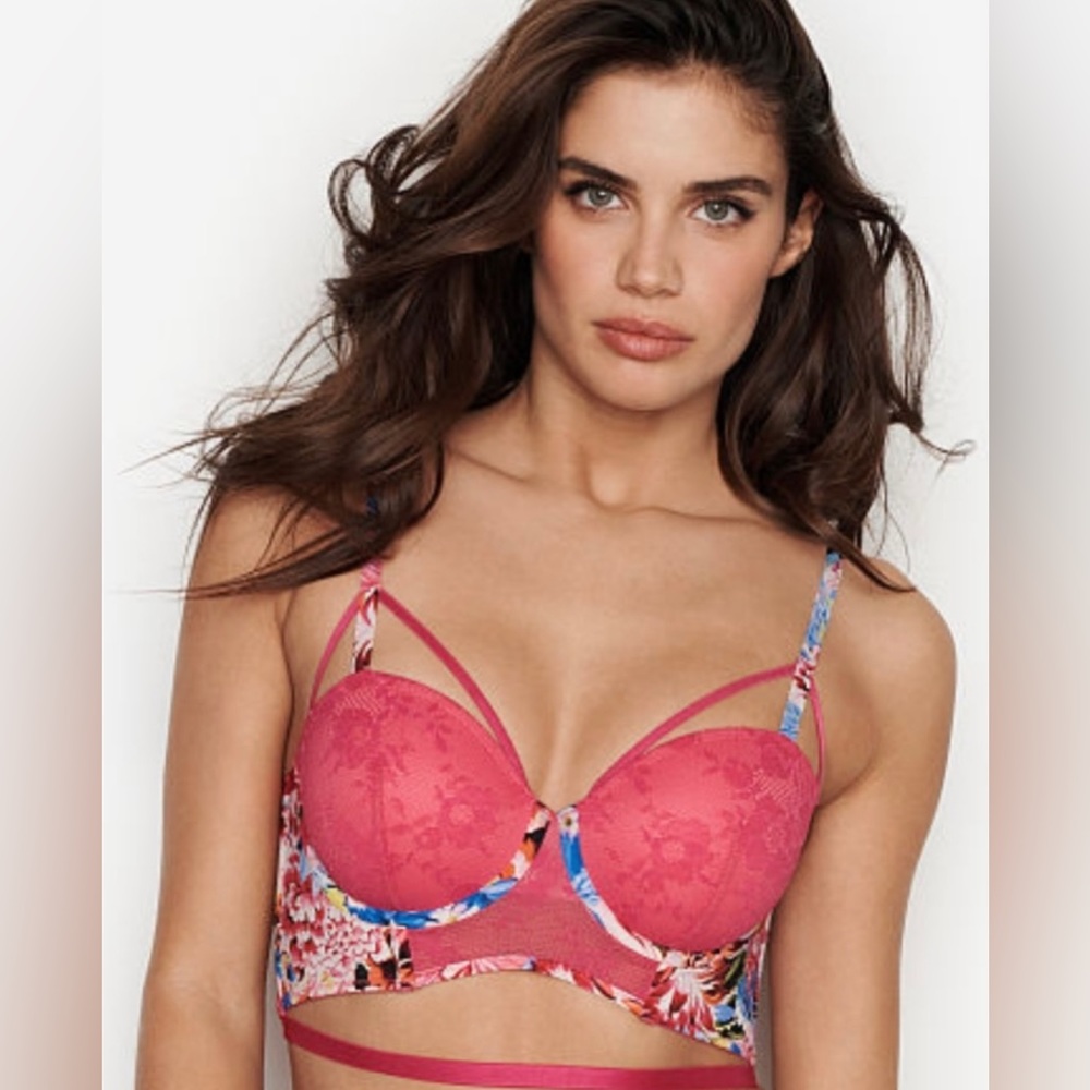 Victoria’s Secret × Mary Katrantzou collection in pink/ blue flor